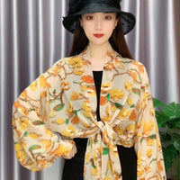 2023 New Wide Sleeve Sun Protection Shawl Ice Silk Chiffon UV Protection Cardigan