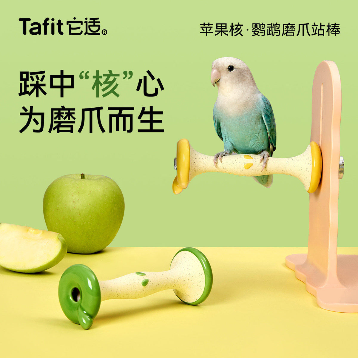 Parrot Apple Core Perch Chew Toy for Claw Grinding and Entertainment