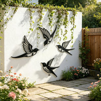 Metal Swallow Silhouette Wall Decor, Iron Art Hollow Flying Bird Wall Hanging for Outdoor Garden Patio