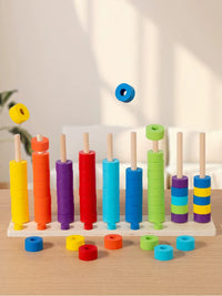 Kids Rainbow Stacking Rings Montessori Educational Toy for Early Learning and Logic Training