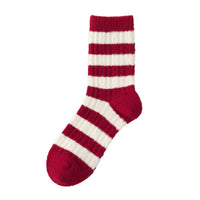 Women's Winter Warm Fleece-Lined Mid-Calf Sleep Socks with Embroidery for New Year