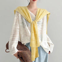 Women's Ice Silk Sun Protection Knit Hollow Shawl for Summer