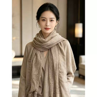 Lace Cotton Linen Scarf Shawl for Women, Lightweight and Soft