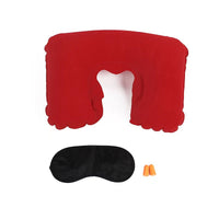 Inflatable U-Shaped Travel Pillow Set with Eye Mask and Earplugs