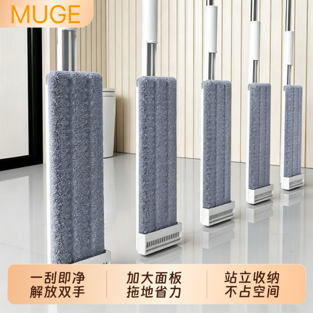 Hands-Free Flat Mop with Self-Wringing Bucket for Wet & Dry Floor Cleaning