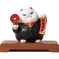 Lucky Cat Rotating Storage Tray Decoration for Home Entryway & Desktop