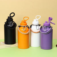 Large Capacity 304 Stainless Steel Wide Mouth Sports Water Bottle with Woven Handle
