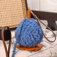 Portable Wooden Yarn Holder with Leather Strap for Knitting and Crocheting