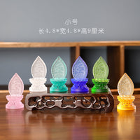 LED Illuminated Lotus Pedestal for Statues and Figurines, Auspicious Cloud Backlight Display Stand