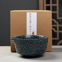 Japanese Style Handmade Retro Ceramic Matcha Bowl with Spout for Tea Ceremony