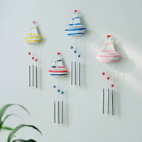 Mediterranean Style Iron Sailboat Wind Chime Home Decor