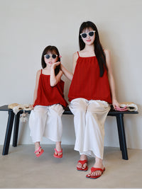 Mommy and Me Floral Camisole Top and Lantern Skirt/Culottes Set for Summer Vacation