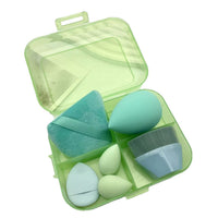 Makeup Sponge and Brush Set with Flocked Powder Puffs and Mini Sponges
