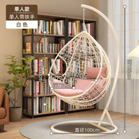 Outdoor Indoor Wicker Swing Chair with Stand, Rattan Hanging Basket Seat for Patio Balcony Garden