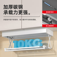 Kitchen Wall-Mounted Pull-Down Storage Rack with Drainer and Pot Holder for Cabinets