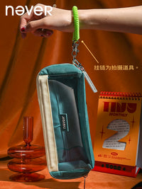 Never 3.0 Large Capacity Pencil Case Vintage American Style Multifunctional Transparent Canvas Pouch for Boys and Girls