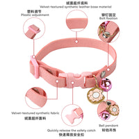 Pet Collar with Bell Pendant for Small to Medium Dogs and Cats, Adjustable Leash