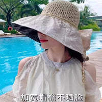Bowknot Foldable Sun Hat for Women, Wide Brim UV Protection Bucket Hat