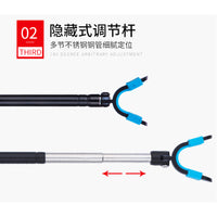 Button-Adjustable Fishing Rod Holder Rear Mount Carbon Pole Stand Antenna Full Metal Anti-Drop Fishing Accessory