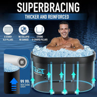 Portable Ice Bath Tub for Athletes with Aluminum Alloy Stand, Foldable Cold Plunge Barrel for Muscle Recovery
