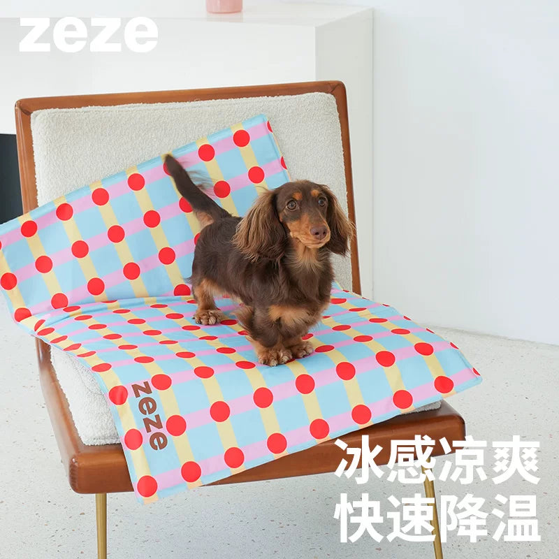 ZEZE Pet Cooling Mat for Cats and Dogs, Summer Ice Pad for Heat Relief