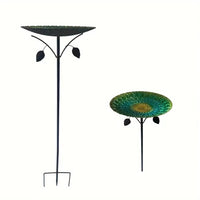 Peacock Tail Iron Bird Bath Feeder for Garden & Yard Decoration