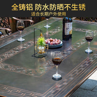 Outdoor Patio Cast Aluminum Dining Table and Chairs Set for Garden Villa Balcony