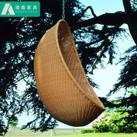 Outdoor Rattan Woven Egg Chair Swing for Balcony Patio Garden, Single Person Hanging Basket Chair