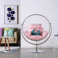 Outdoor Bubble Swing Chair Transparent Glass Sphere Hanging Basket for Patio Garden Indoor Home