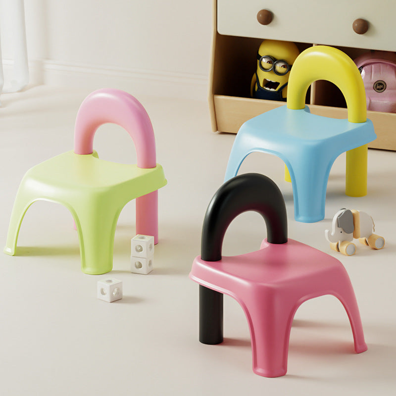 Kids' Non-Slip Bathroom Stool with Backrest - Thickened PP Portable Step Stool for Home Use