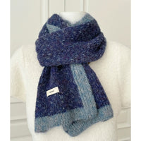 Color Block Knitted Scarf and Hat Set for Women, Korean Style Warm Winter Accessories