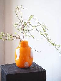 NTSTUDIO Colorful Polka Dot Glass Vase, Retro Artistic Desktop Decor