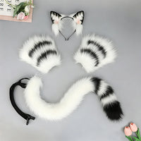 Cute Plush Animal Ear Headband Fingerless Gloves Tail Cosplay Accessory Set