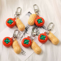 Good Fortune Keychain Pendant - Simulated Persimmon & Peanut Charms for Bags, Gifts