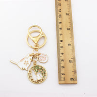 Japanese Style Cherry Blossom Cat and Rabbit Alloy Keychain
