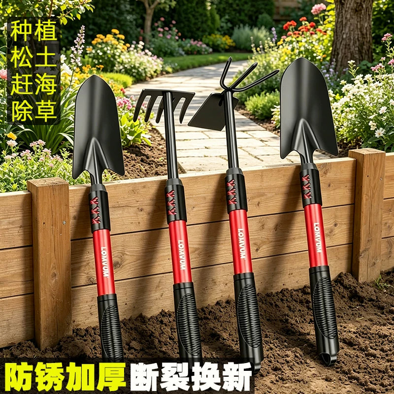 Extended Thickened Garden Tool Set for Planting, Weeding, and Cultivating