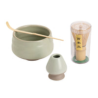 Ceramic Matcha Bowl Set with Bamboo Whisk for Traditional Chinese Tea Ceremony