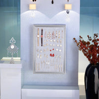 Wall-Mounted Wooden Jewelry Display Frame for Necklaces, Earrings, and Studs