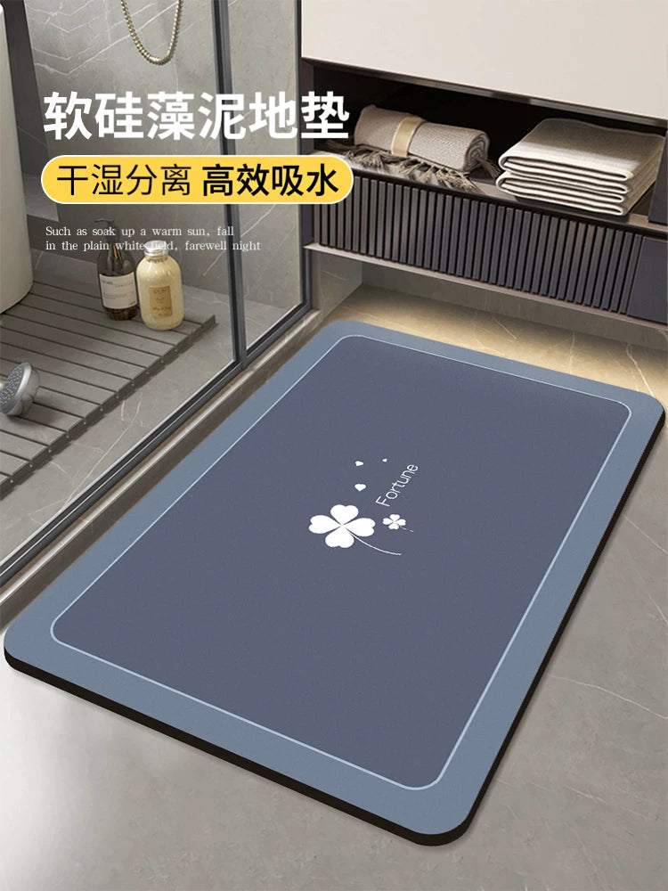 Diatomaceous Earth Bath Mat Quick Dry Non-Slip Absorbent Floor Mat for Bathroom Toilet Entrance