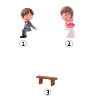 Miniature Couple Figurines with Bench for Micro Landscape Decor
