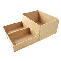 Stackable Bamboo Storage Box for Desktop, Kitchen, and Home Organization