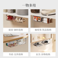 Under-Cabinet Pull-Out Storage Box for Bathroom Cosmetics, Cotton Pads, Lipsticks, and Cotton Swabs - Transparent Organizer