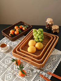 Handwoven Imitation Rattan Fruit Basket for Snacks and Bread