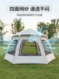 Automatic Hexagonal/Square Camping Tent for 3-6 Person, Waterproof UV Protection Family Outdoor Beach Park Shelter