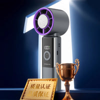 2026 New Handheld Turbo Fan with Semiconductor Cooling, High-Speed Rechargeable Portable Desk & Neck Fan