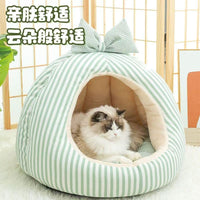 Enclosed Warm Cat Bed for Deep Sleep, Thickened Winter Pet Nest for Kittens and Small Cats