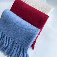 Chunky Braided Tassel Scarf for Winter, Korean Style Solid Color Warm Long Scarf