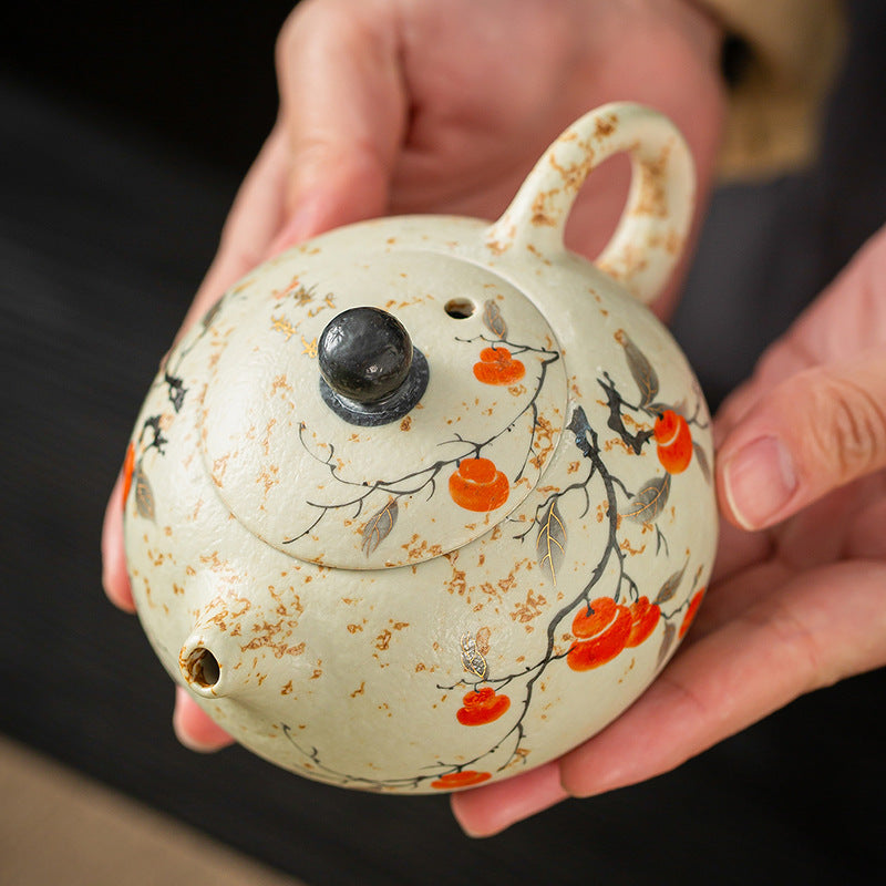 Dehua Ceramic Teapot with Blue and White Glaze, Vintage Handmade Kung Fu Tea Set for Home Use