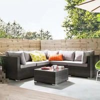 Outdoor Rattan Corner Sofa Set for Patio Garden Villa Hotel Lounge