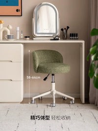Solid Wood Adjustable Vanity Stool with Upholstered Seat for Bedroom